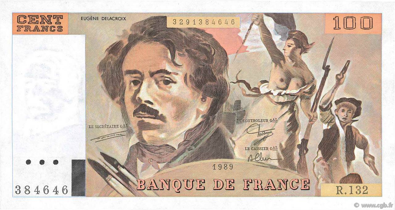 100 Francs DELACROIX modifié FRANCE  1989 F.69.13a pr.NEUF