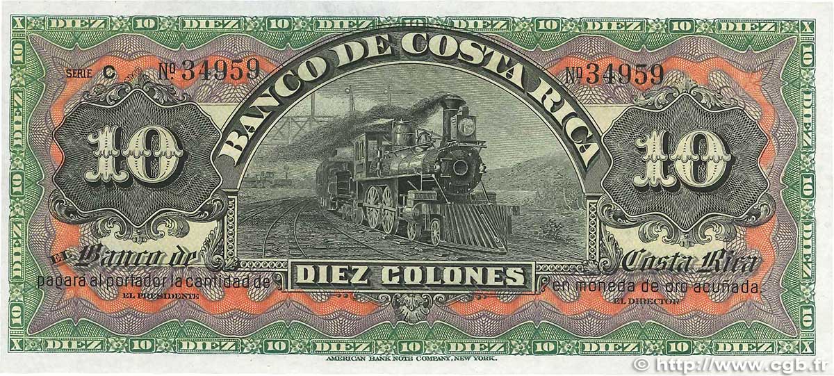 10 Colones Non émis COSTA RICA  1901 PS.174r NEUF