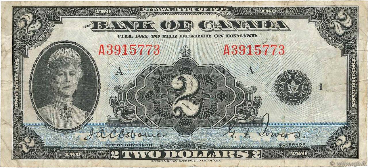 2 Dollar CANADA  1935 P.040 TB