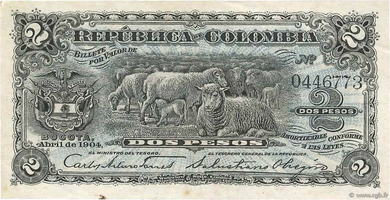 2 Pesos COLOMBIE  1904 P.310 pr.SUP