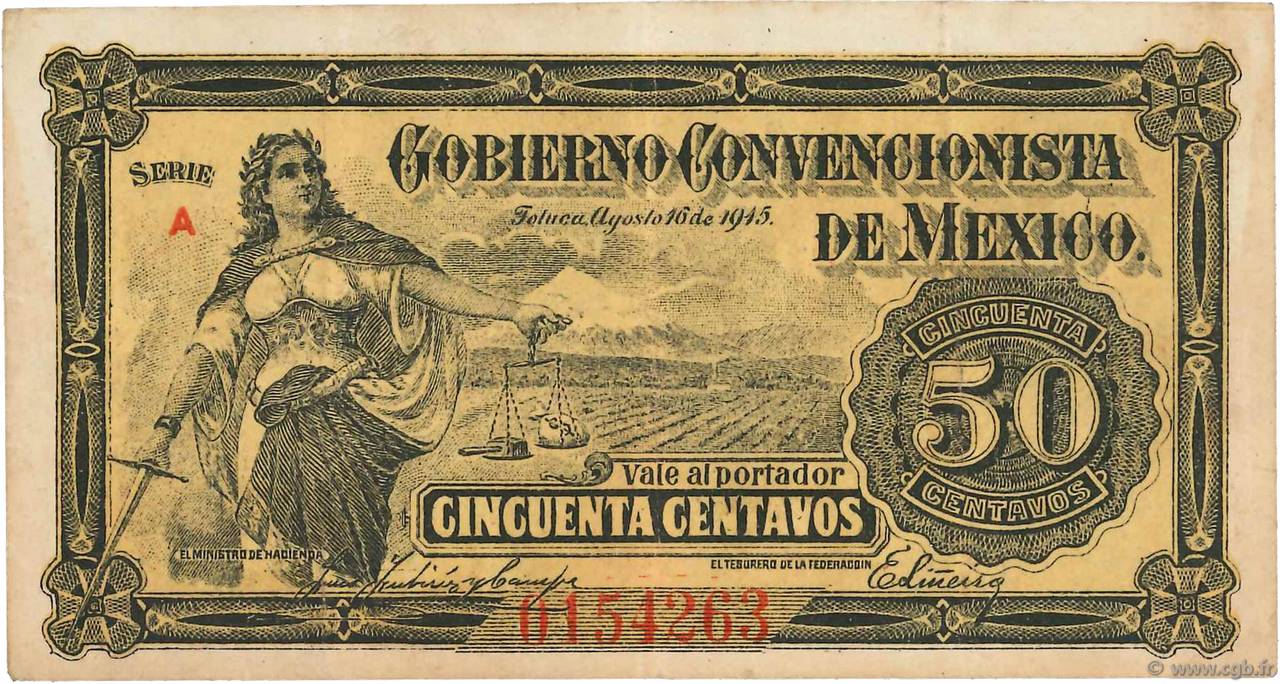 50 Centavos MEXICO Toluca 1915 PS.0882 VF-