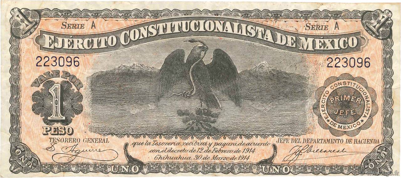 1 Peso MEXIQUE  1914 PS.0523a pr.TTB