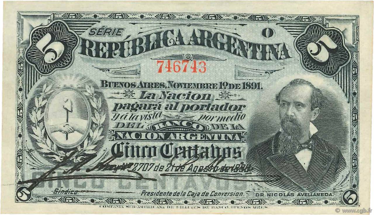 5 Centavos ARGENTINE  1891 P.209 SPL