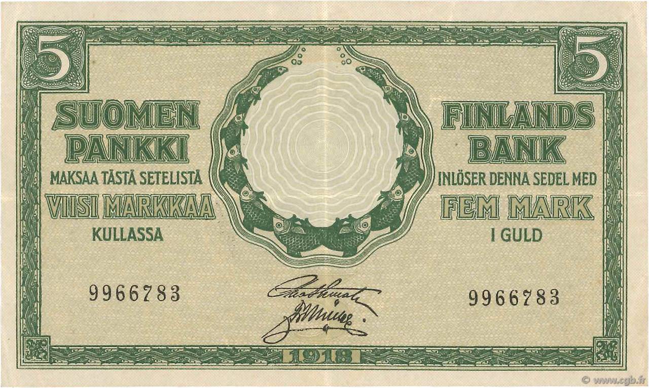 5 Markkaa FINLANDE  1918 P.036 TTB