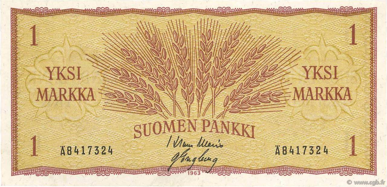 1 Markka FINLAND  1963 P.098a VF+