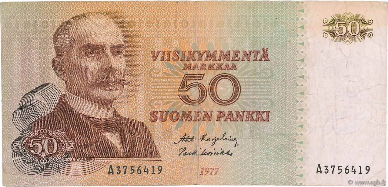 50 Markkaa FINLANDE  1977 P.108a TB
