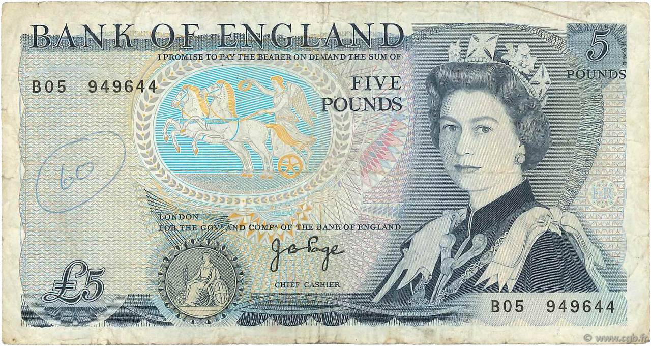 5 Pounds ENGLAND  1971 P.378a G