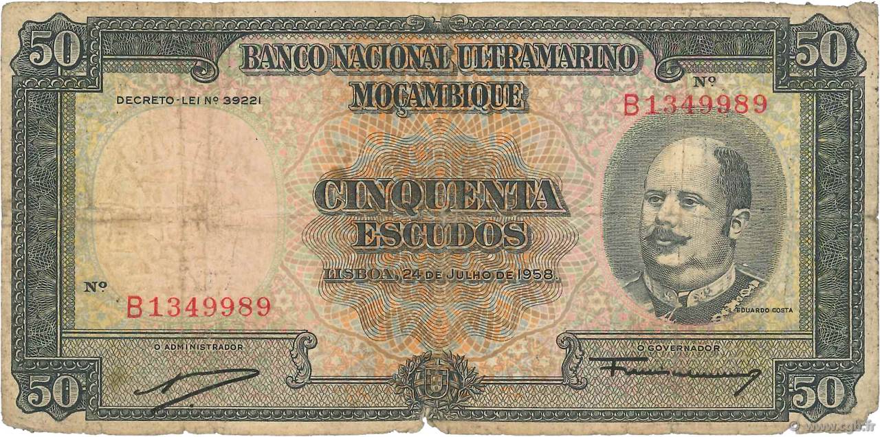 50 Escudos MOZAMBIQUE  1958 P.106a pr.B