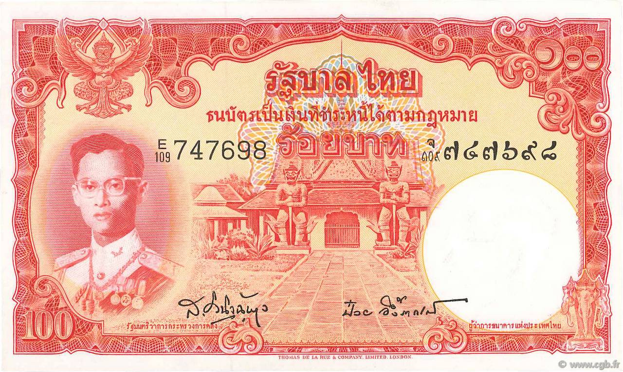 100 Baht THAÏLANDE  1955 P.078d SPL+
