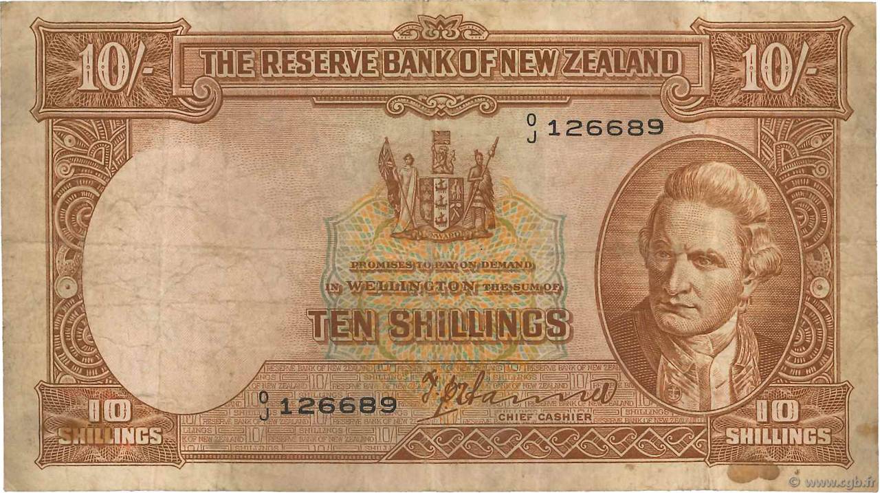 10 Shillings NOUVELLE-ZÉLANDE  1940 P.158a pr.TB