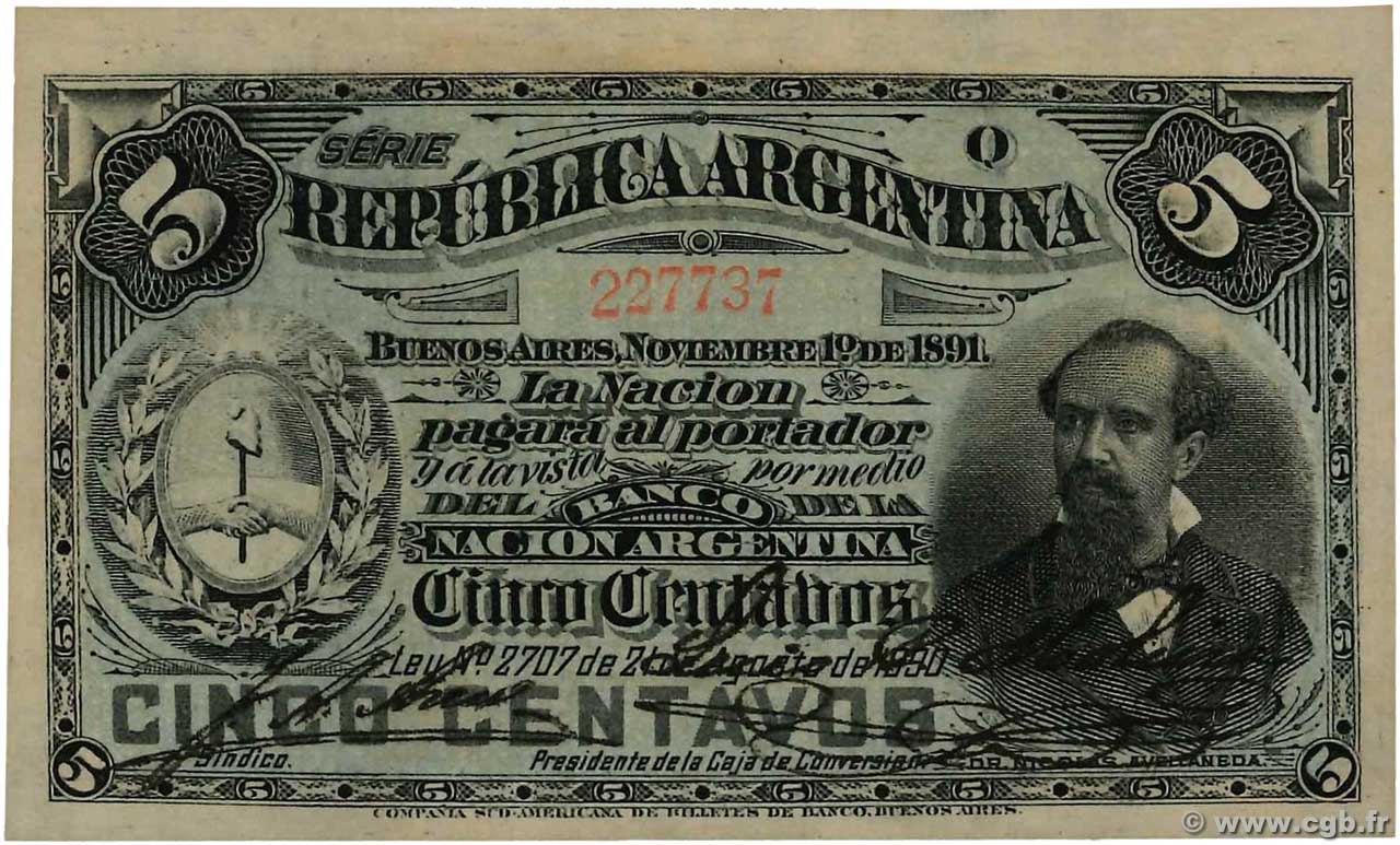 5 Centavos ARGENTINE  1891 P.209 SPL+