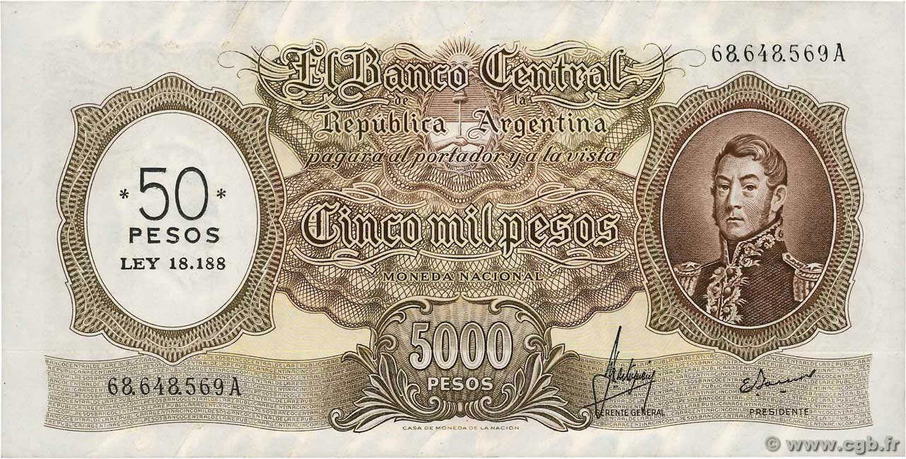 50 Pesos sur 5000 Pesos ARGENTINE  1971 P.285 TTB