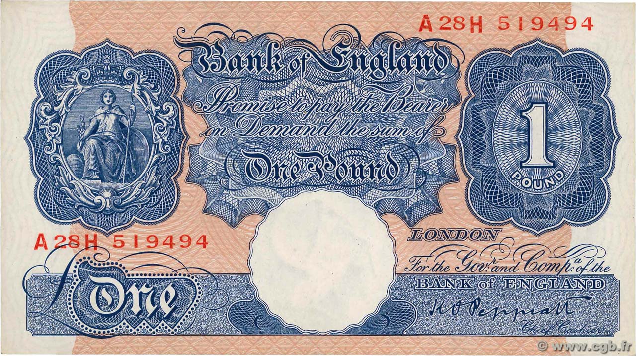 1 Pound INGHILTERRA  1940 P.367a AU