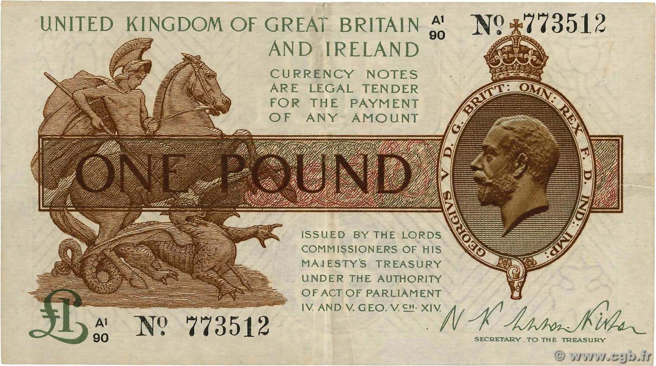 1 Pound ENGLAND 1922 P.359a F+