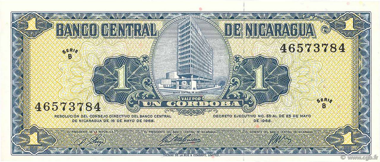 1 Cordoba NICARAGUA  1968 P.115a UNC