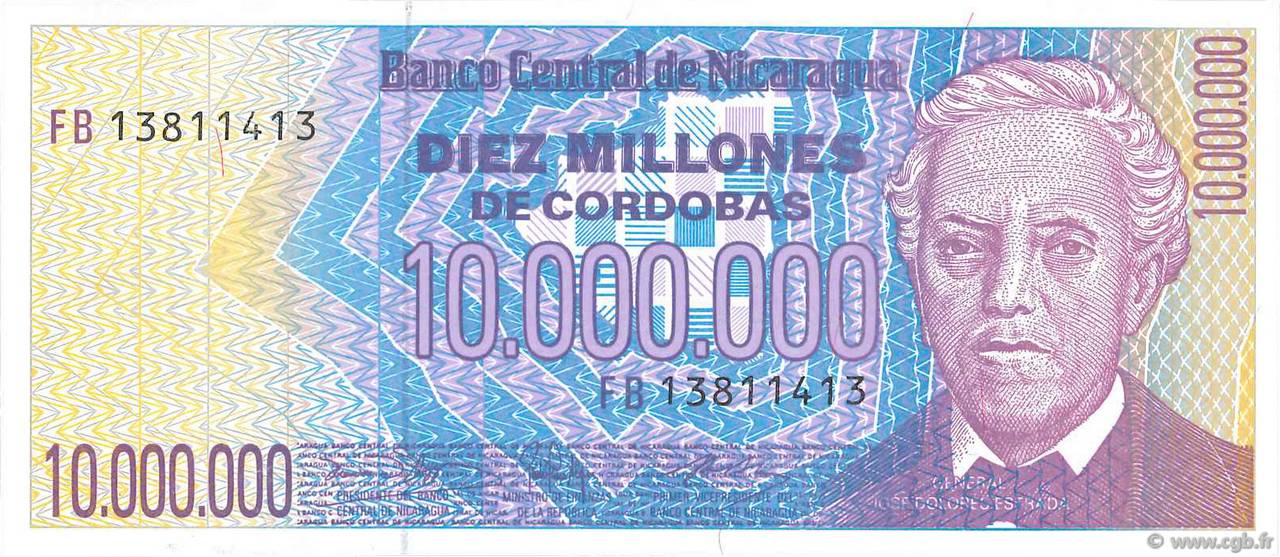 10000000 Cordobas NICARAGUA  1990 P.166 UNC