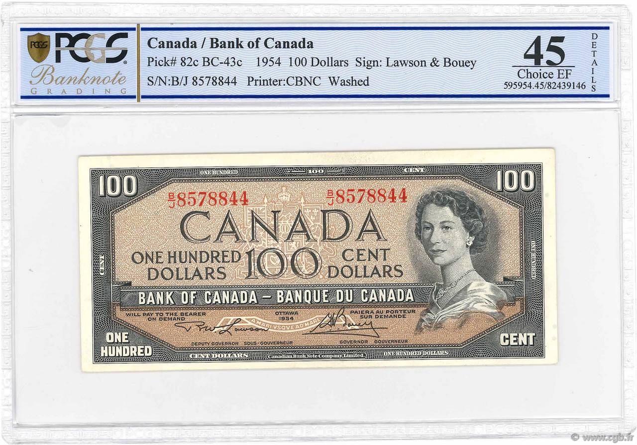 100 Dollars CANADA  1954 P.082a SUP+
