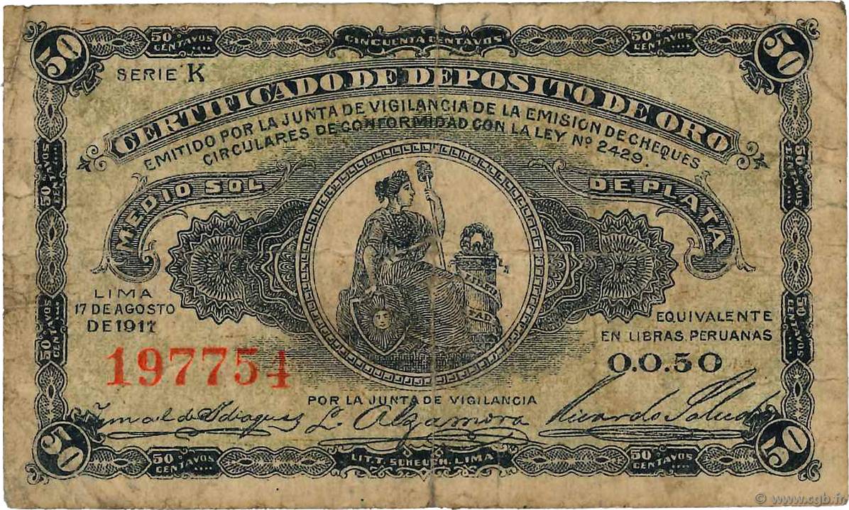 50 Centavos PÉROU  1917 P.030 B
