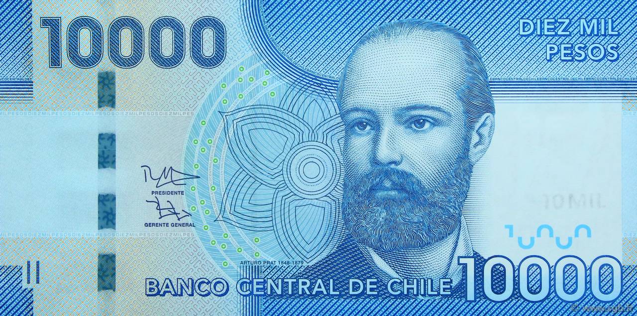 10000 Pesos CHILE  2013 P.164d UNC
