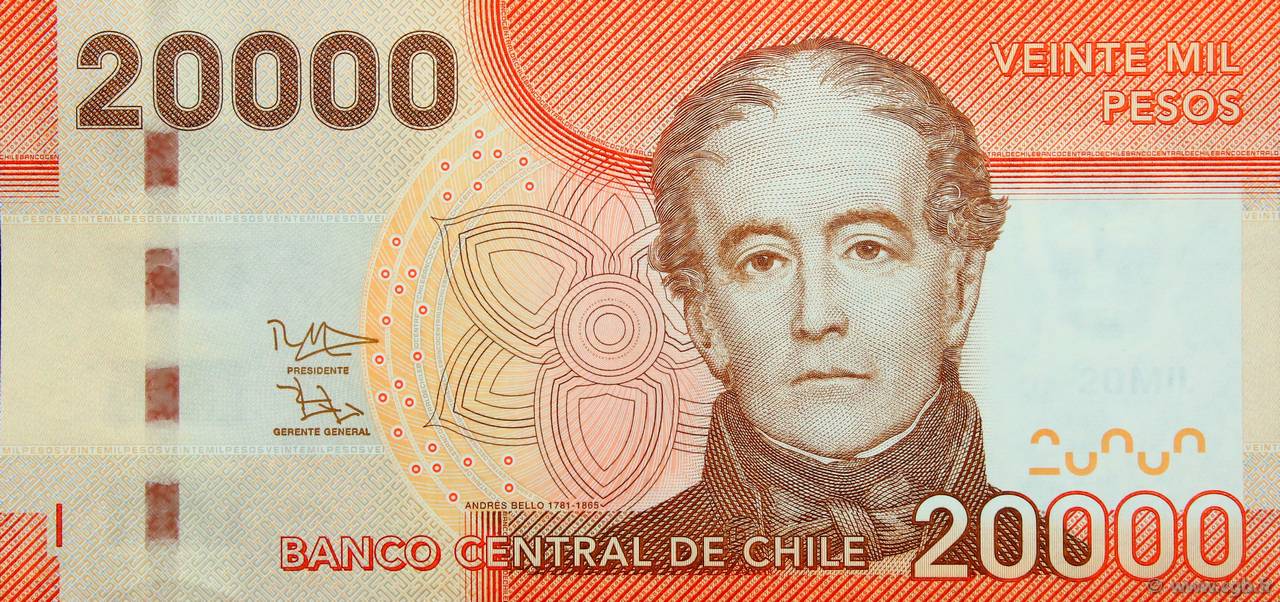 20000 Pesos CHILE  2014 P.165e UNC