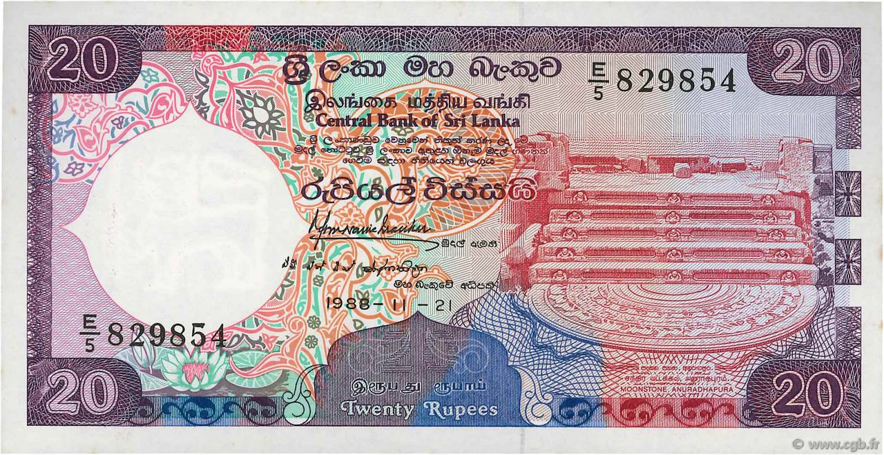 20 Rupees SRI LANKA  1988 P.097a pr.NEUF
