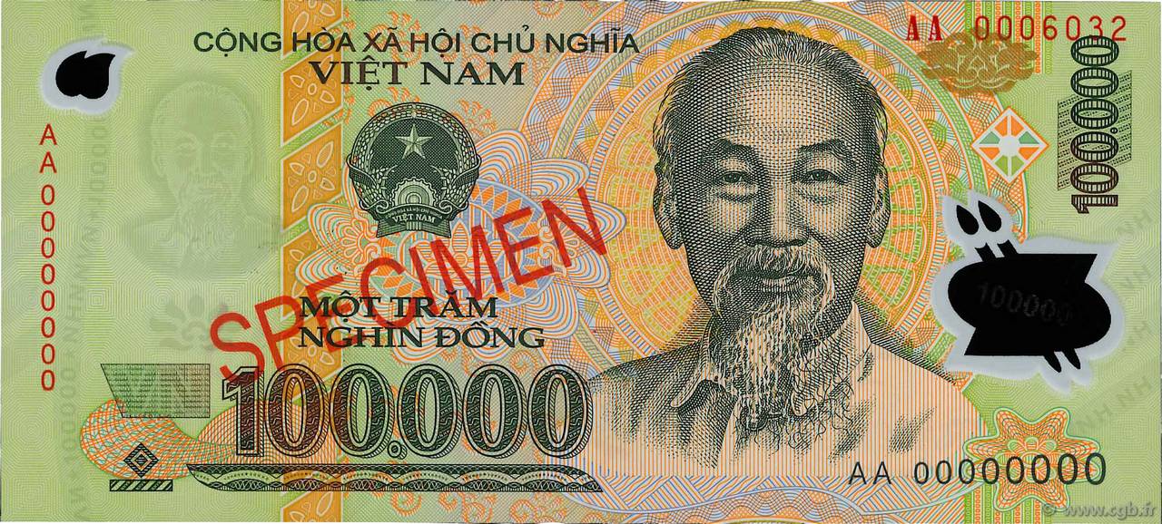 100000 Dong Spécimen VIETNAM  2003 P.122s UNC