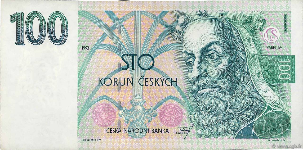 100 Korun TSCHECHISCHE REPUBLIK  1993 P.05a fVZ