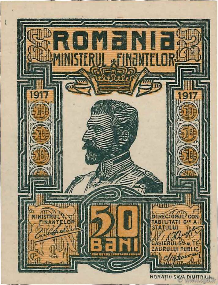 50 Bani ROMANIA  1917 P.071 q.FDC