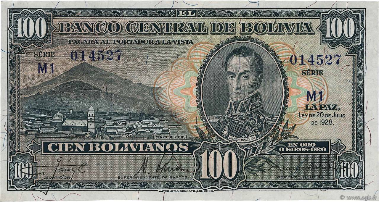 100 Bolivianos BOLIVIA  1928 P.133 UNC-