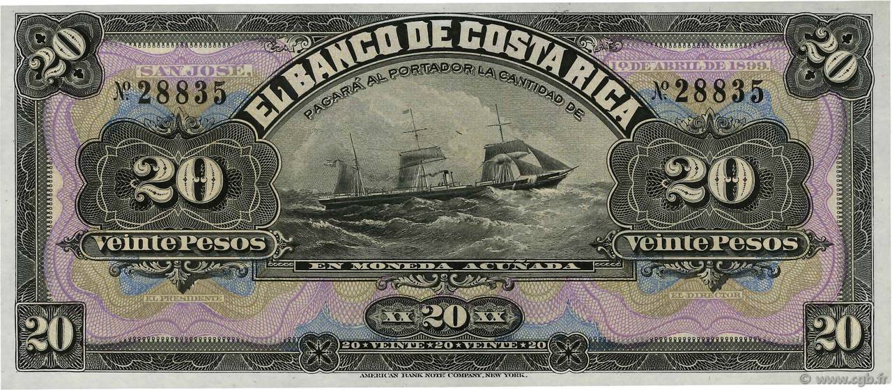 20 Pesos Non émis COSTA RICA  1899 PS.165r UNC