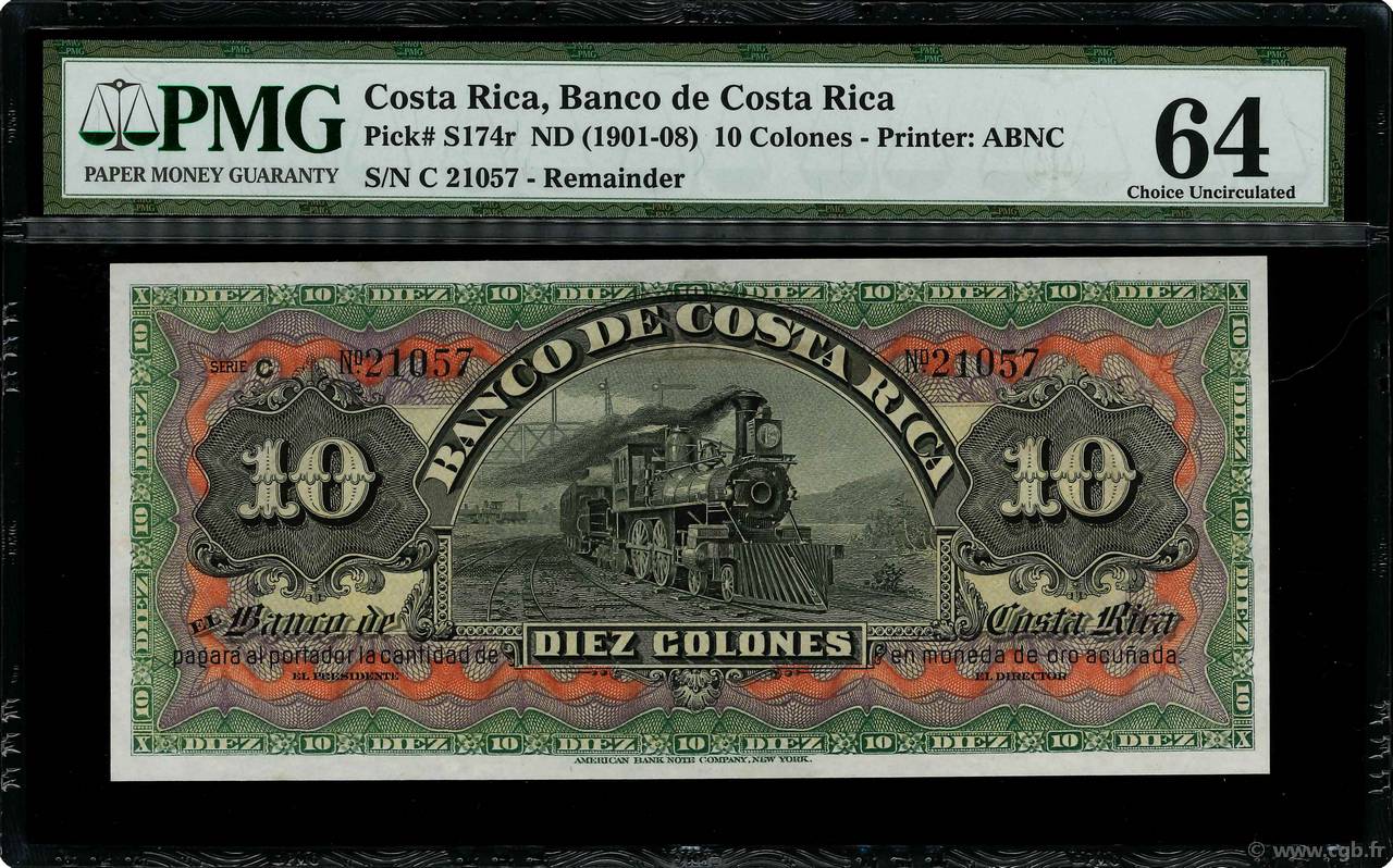 10 Colones Non émis COSTA RICA  1901 PS.174r FDC