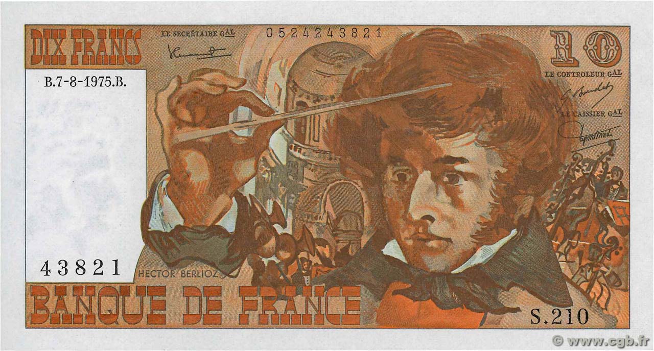 10 Francs BERLIOZ FRANCIA  1975 F.63.12 SC+