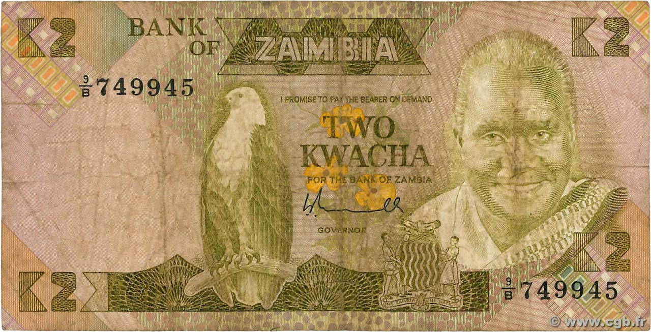 2 Kwacha ZAMBIA  1980 P.24a G