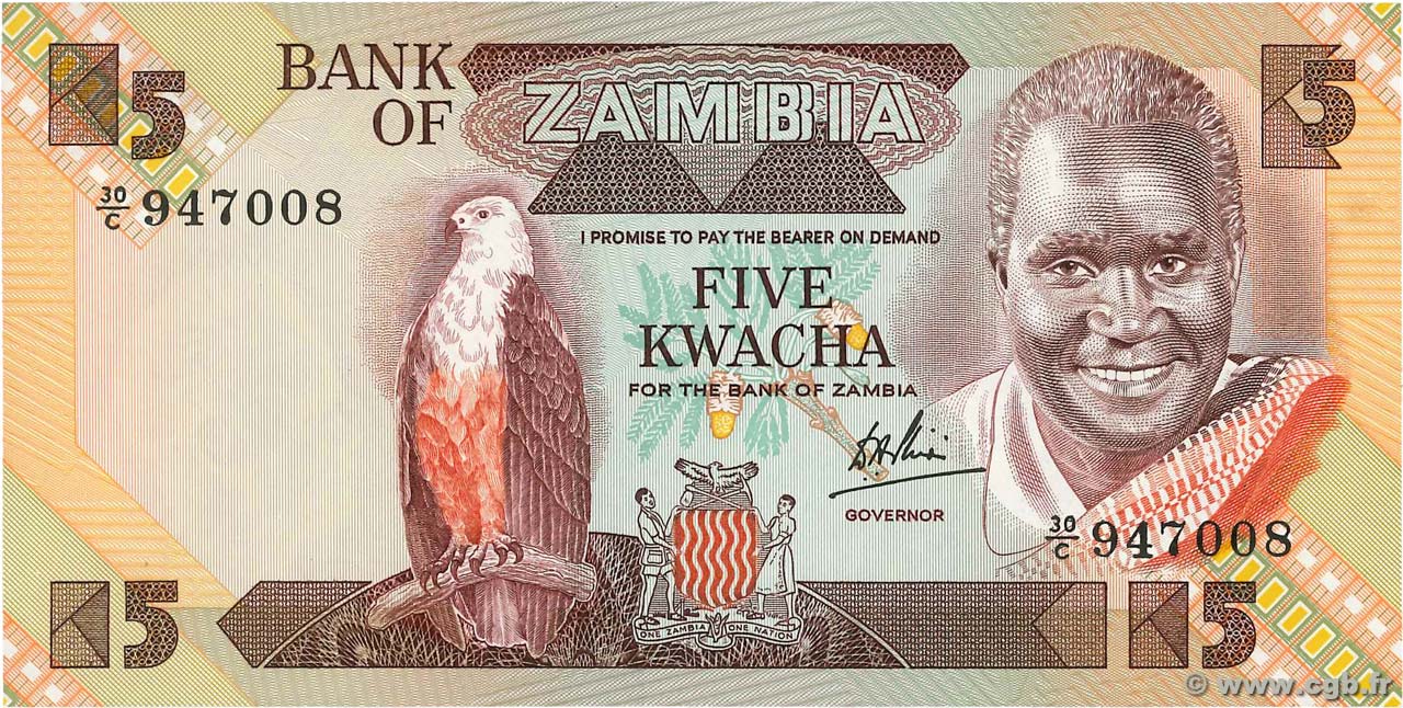 5 Kwacha ZAMBIA  1980 P.25c FDC