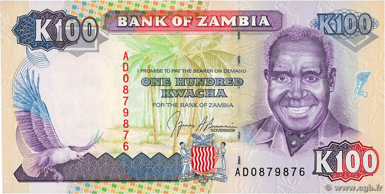 100 Kwacha SAMBIA  1991 P.34a ST