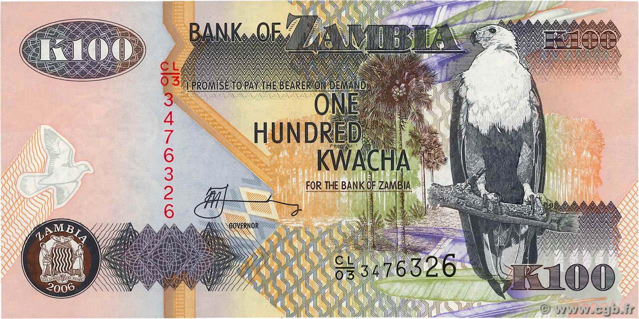 100 Kwacha SAMBIA  2006 P.38f ST
