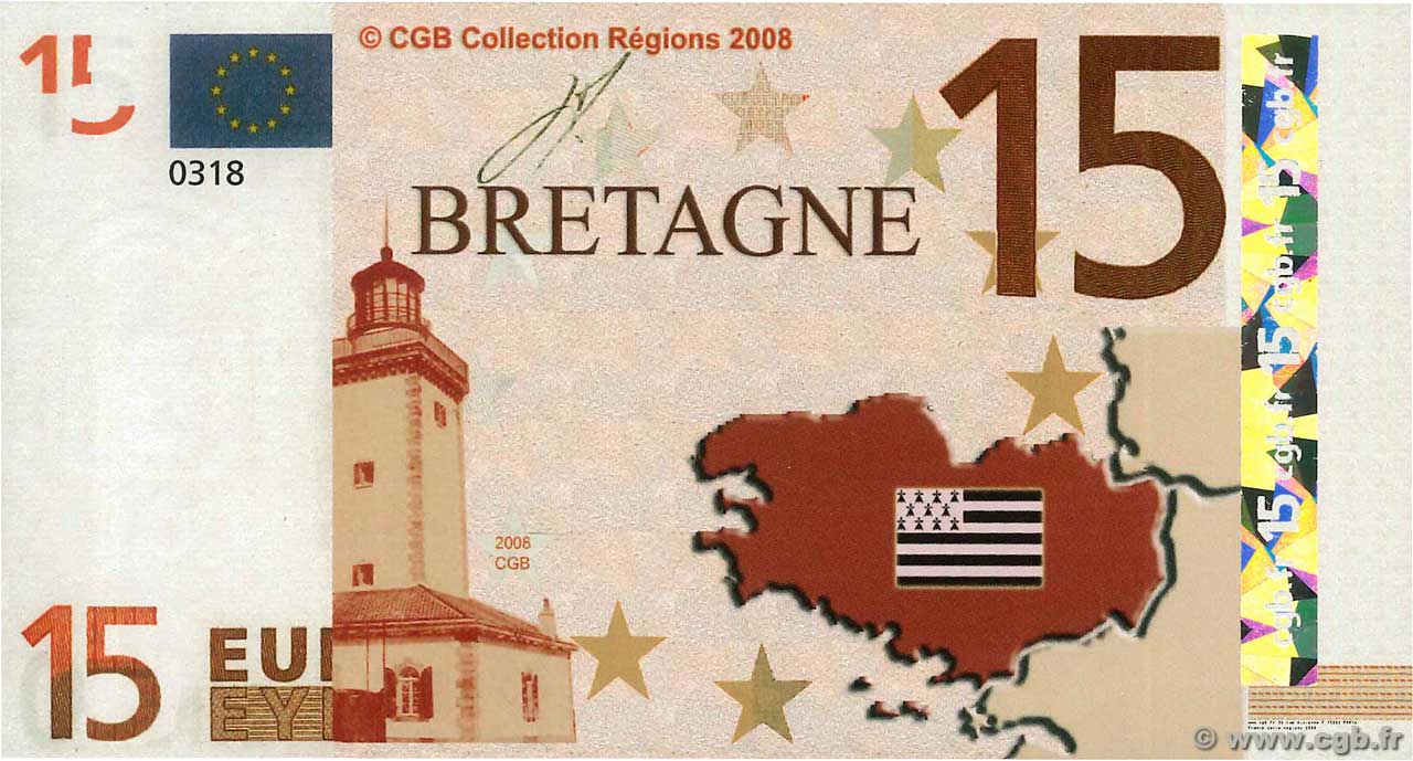 15 Euro FRANCE regionalismo e varie  2008  FDC