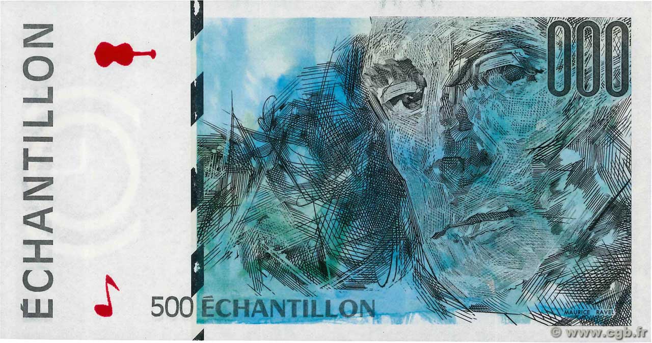 500 Francs CURIE Échantillon FRANCE regionalism and miscellaneous  1990  UNC-