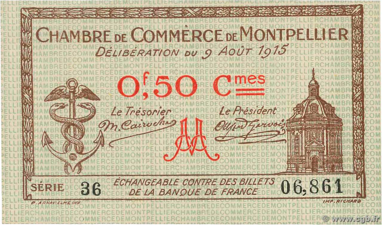 50 Centimes FRANCE regionalism and various Montpellier 1915 JP.085.01 AU