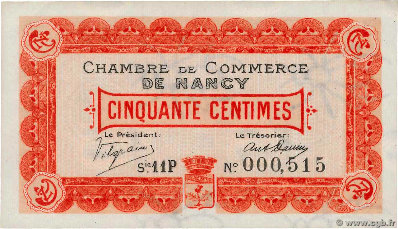 50 Centimes FRANCE Regionalismus und verschiedenen Nancy 1918 JP.087.20 fST