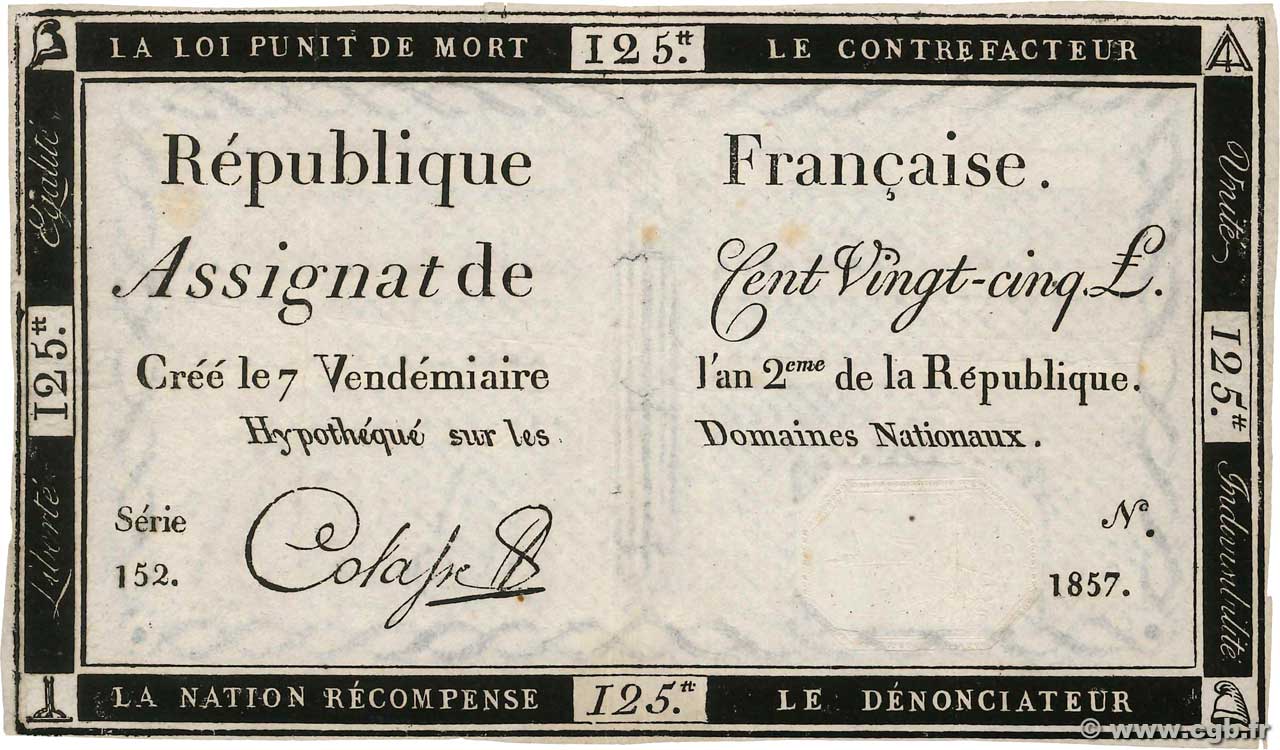 125 Livres FRANCE  1793 Ass.44a F
