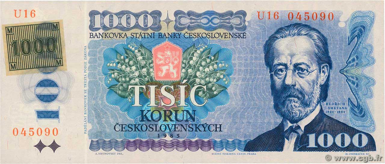 1000 Korun CZECH REPUBLIC  1993 P.03a UNC