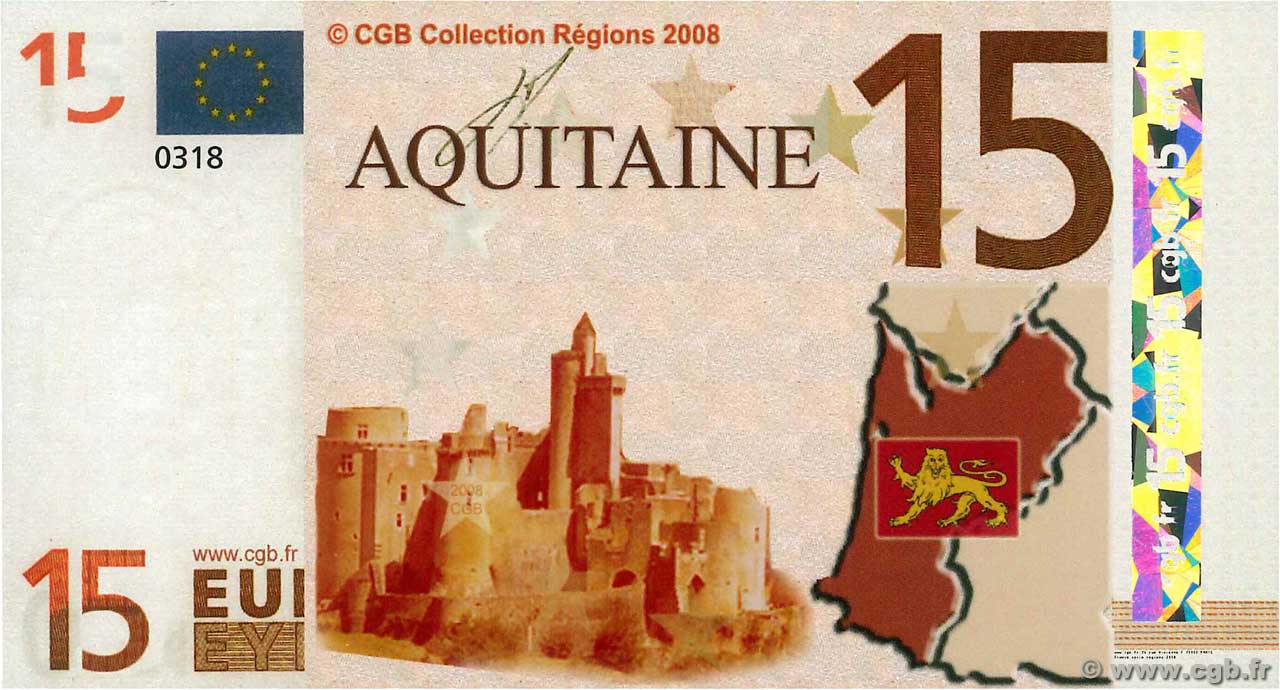 15 Euro FRANCE Regionalismus und verschiedenen  2008  ST