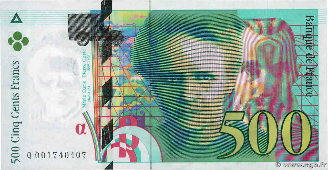 500 Francs PIERRE ET MARIE CURIE FRANCIA 1994 F.76.01 FDC