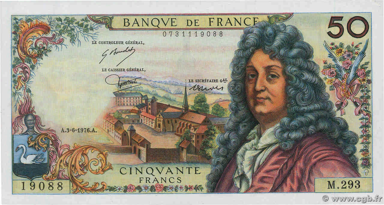 50 Francs RACINE FRANCIA 1976 F.64.33 AU