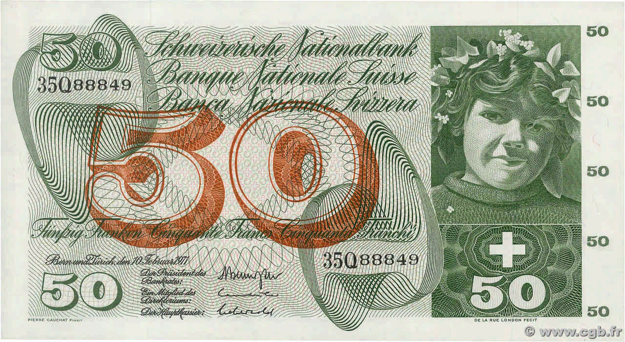 50 Francs SUISSE  1971 P.48k pr.NEUF