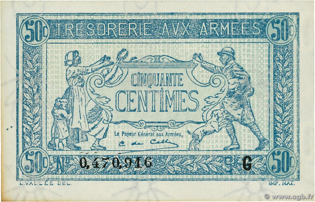 50 Centimes TRÉSORERIE AUX ARMÉES 1917 FRANCE  1917 VF.01.07 SUP