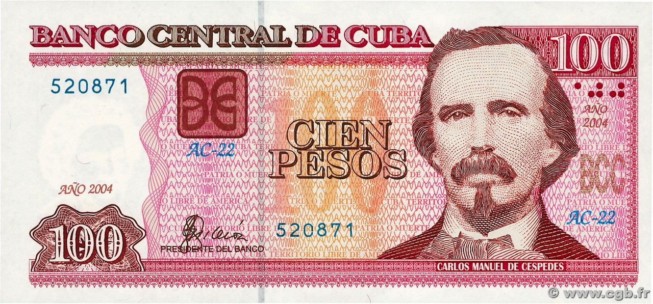100 Pesos CUBA 2004 P.129 pr.NEUF