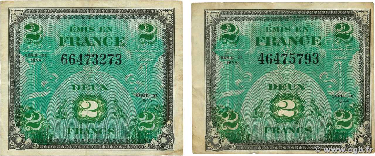 2 Francs DRAPEAU Lot FRANCE 1944 VF.16.01 TB