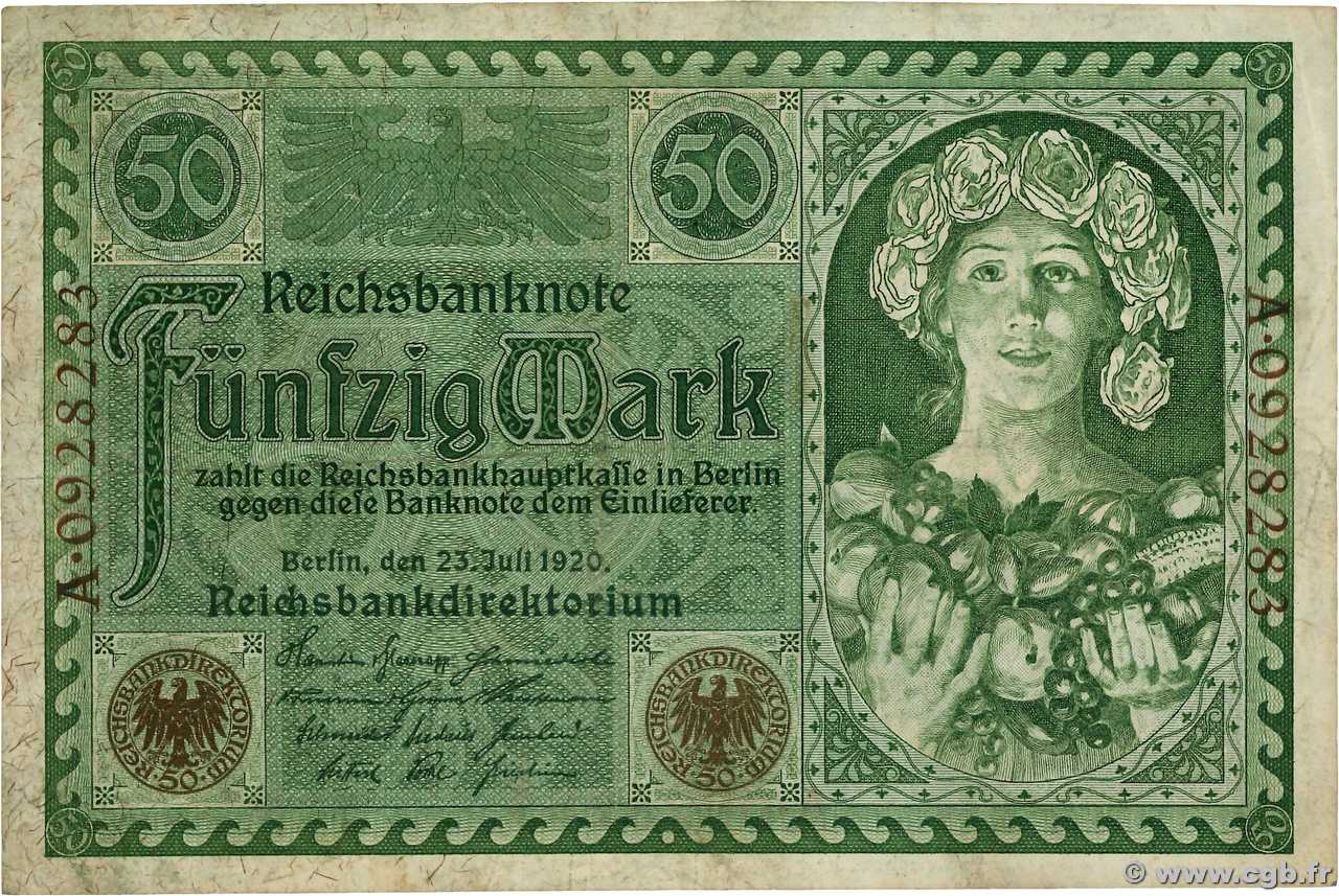 50 Mark ALLEMAGNE 1920 P.068 TB